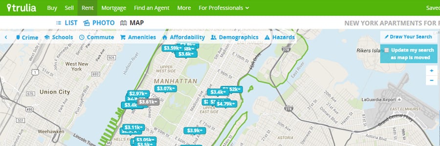 Trulia apartment rentals website