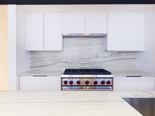 SoHo Loft Renovation Marble Backsplash