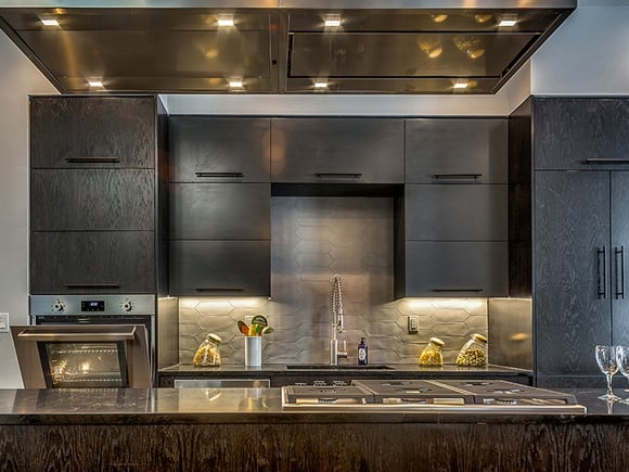 sleek black kitchen