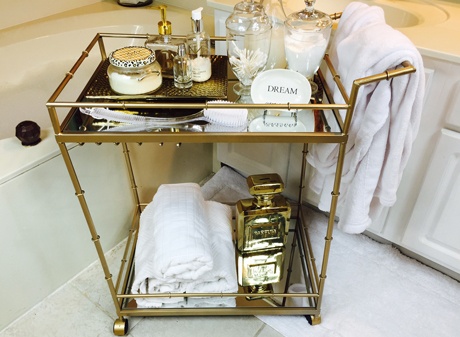 Gold mobile vanity bar cart