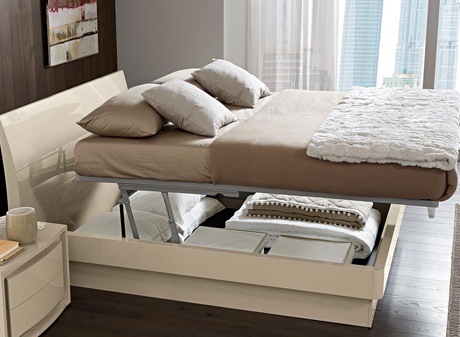 Storage bed that lifts up to provide storage underneath