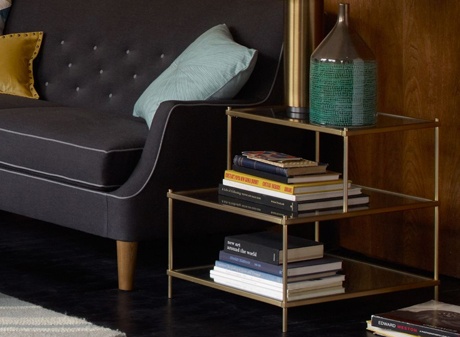 Tiered side table with storage