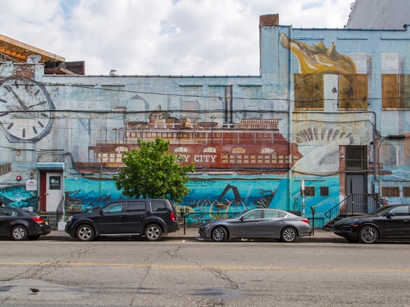 Jersey City Mural titled Beneath the Hudson by PAWS21