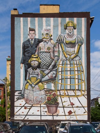 Jersey City Mural on Christopher Columbus titled Black Sheep by Pixel Pancho