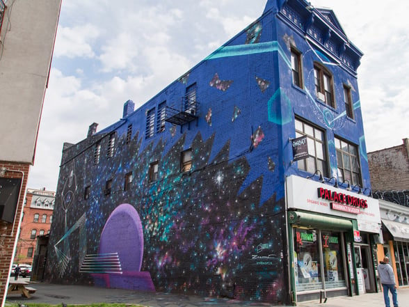 Jersey City Mural on Newark Avenue titled Intuition by Marina Zumi
