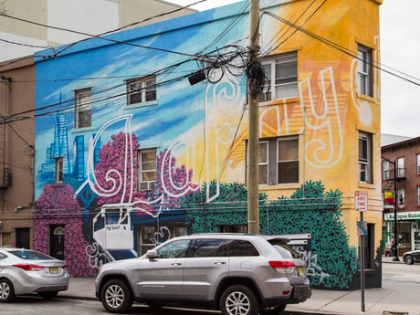 Jersey City Mural on Newark Avenue titled Lafayette Rising