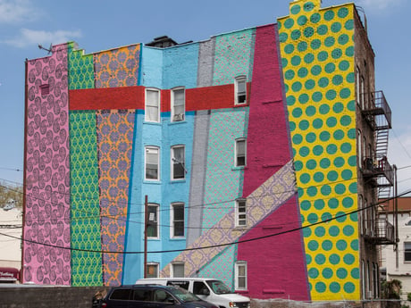 Jersey City Mural on Tonnelle Avenue titled Bridge to Mumbai by James Little