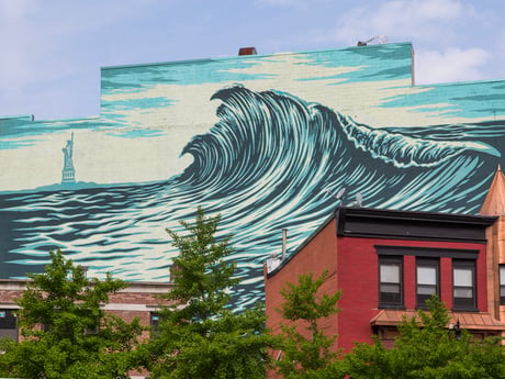 Jersey City Mural on Newark Avenue titled The Jersey City Wave