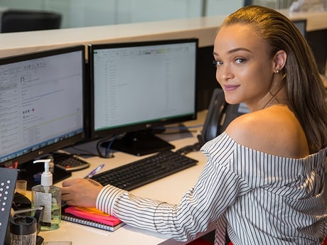 Mirna at desk