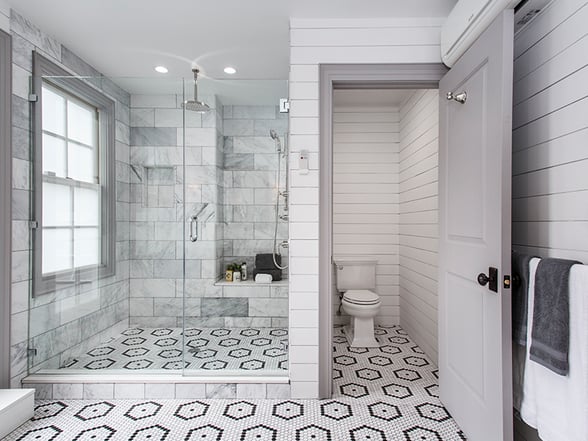 398 State Street Master Bath Tile Wide Shot