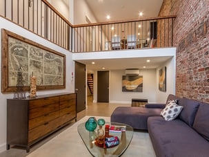 exposed brick living room