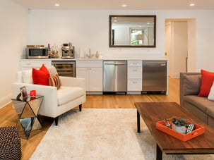 living room with wet bar